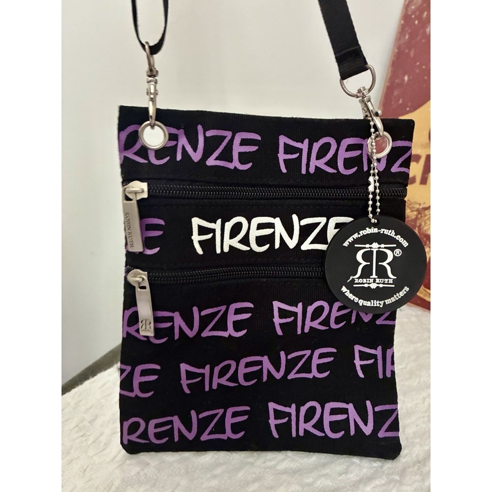 Robin Ruth Firenze Crossbody Bag Black Purple Travel Shoulder Purse